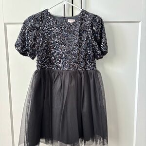 Cat & Jack Black Sequin Dress with Tulle Skirt
